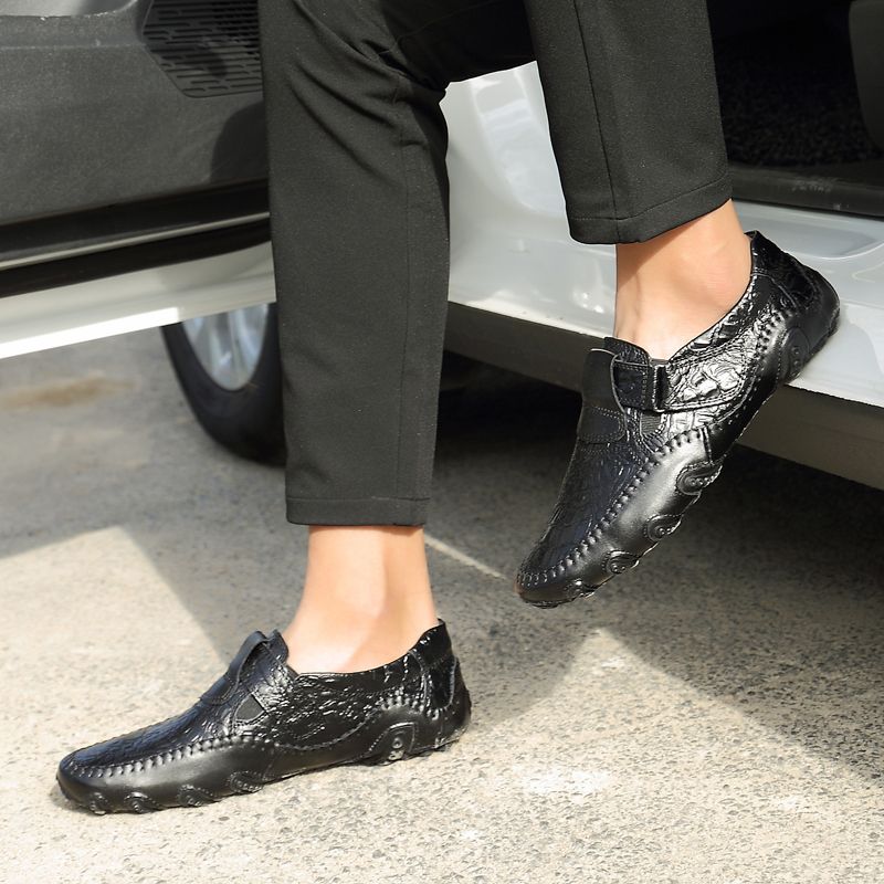 Mens Oxford Driving Shoes Office Footwear-Black