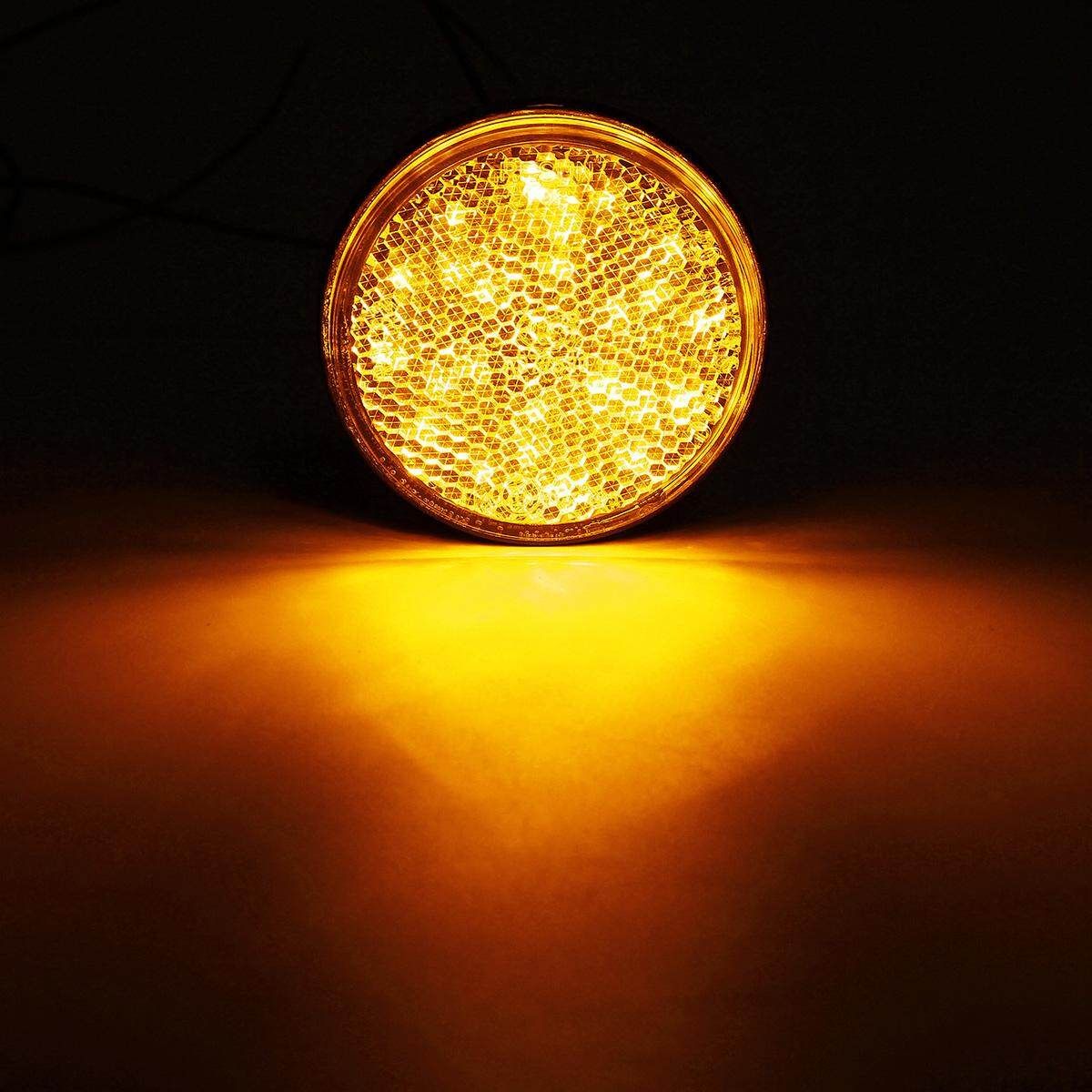2PCS Round Reflector LED Light Rear Tail Brake Stop Signal 12V For Toyota COROLLA Yellow