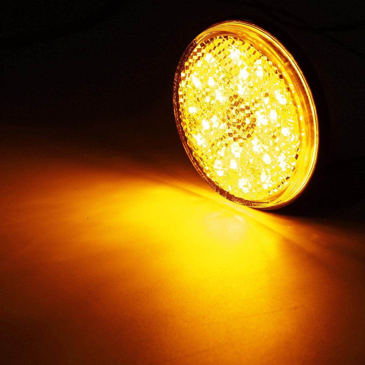 2PCS Round Reflector LED Light Rear Tail Brake Stop Signal 12V For Toyota COROLLA Yellow