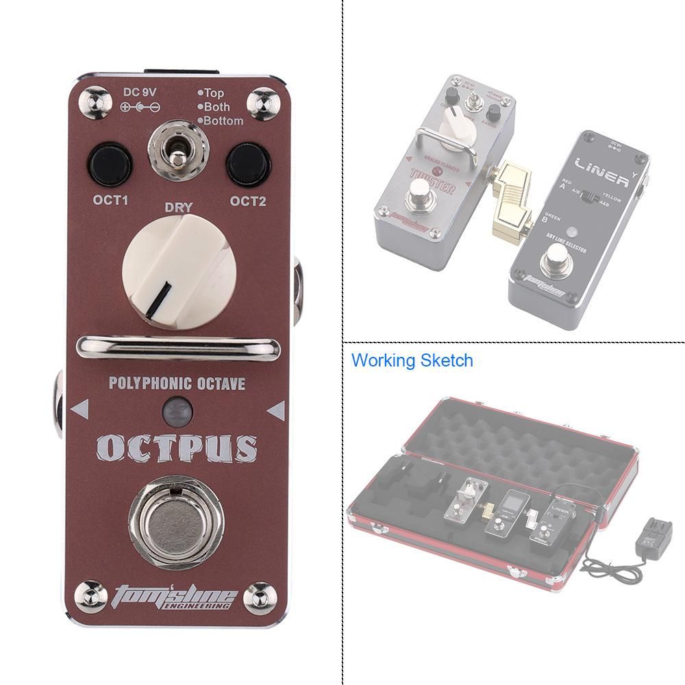 AROMA AOS-3 Octpus Polyphonic Octave Electric Guitar Effect Pedal Mini Single Effect with True Bypass