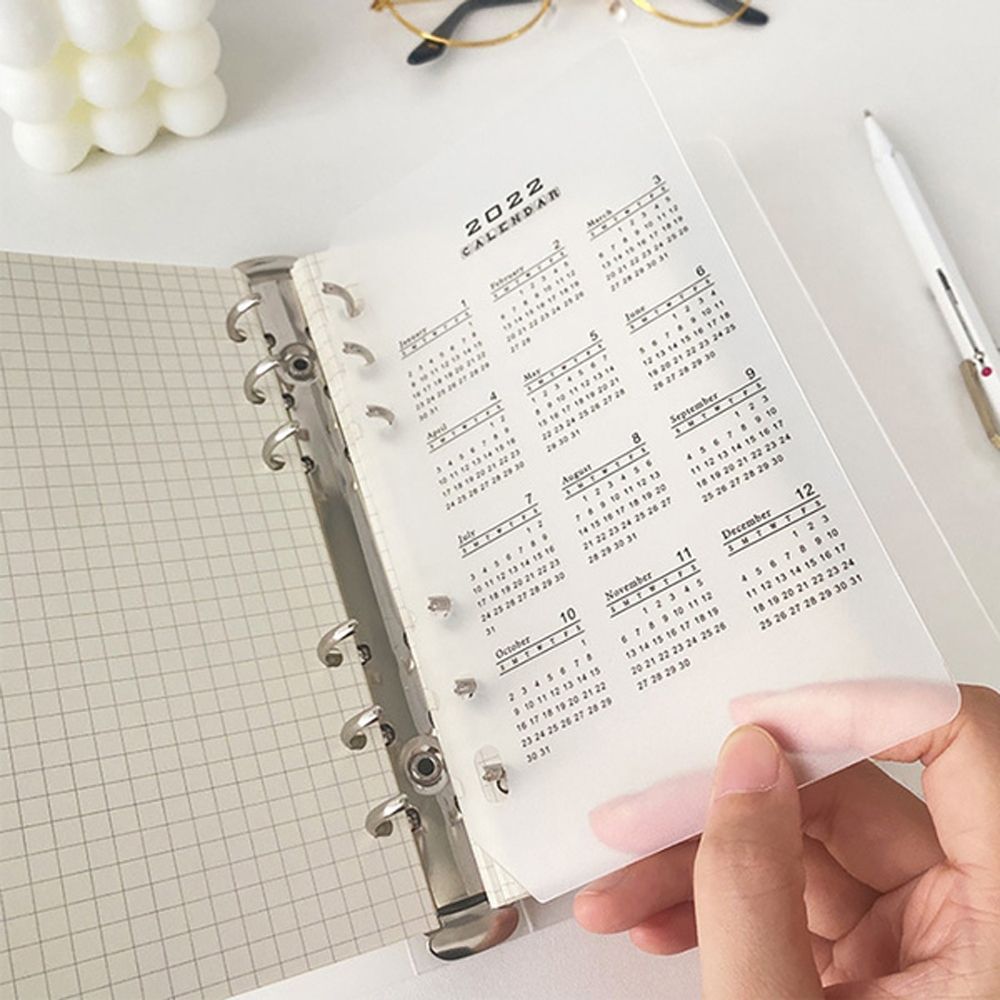 2022 Calendar A5 A6 Schedule Organizer PP Binder Dividers