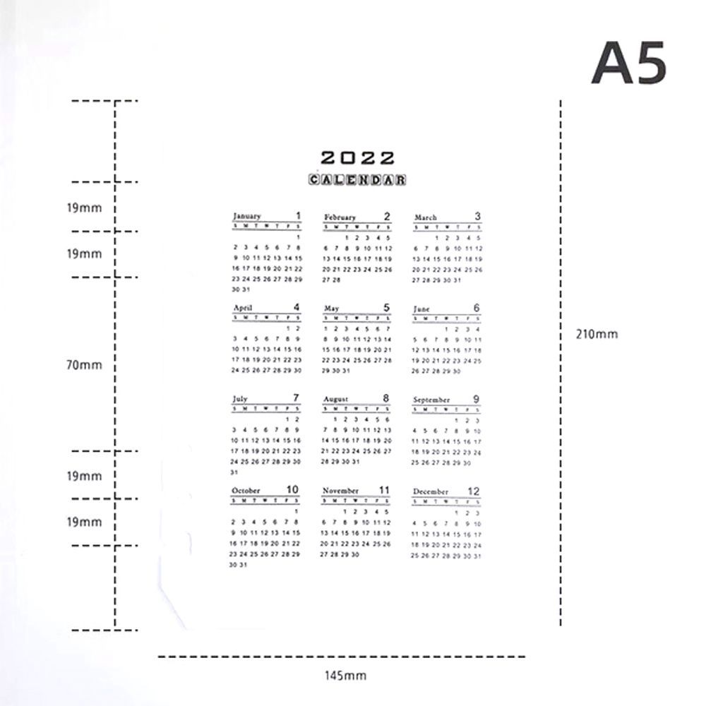 2022 Calendar A5 A6 Schedule Organizer PP Binder Dividers