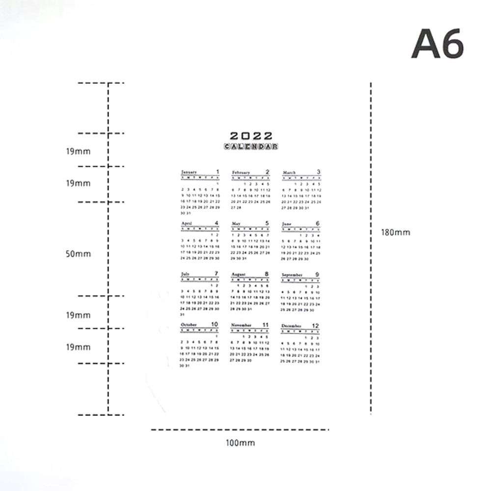 2022 Calendar A5 A6 Schedule Organizer PP Binder Dividers