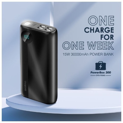 Two-way Fast-charging Power Bank - 30000mAh - 15W - Black