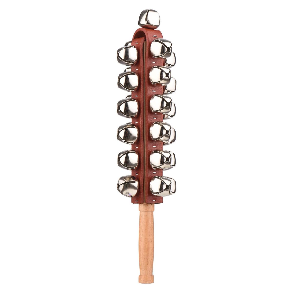 Hand Jingle Bells Hand Sleigh Bells Wooden Shaker Jingle Bells Stick Musical Percussion Instrument Bells for Holiday Home Christmas Decoration