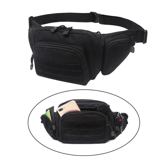 Outdoor Waist Shoulder Bag For Men Women Hiking Sling Chest Pack Black