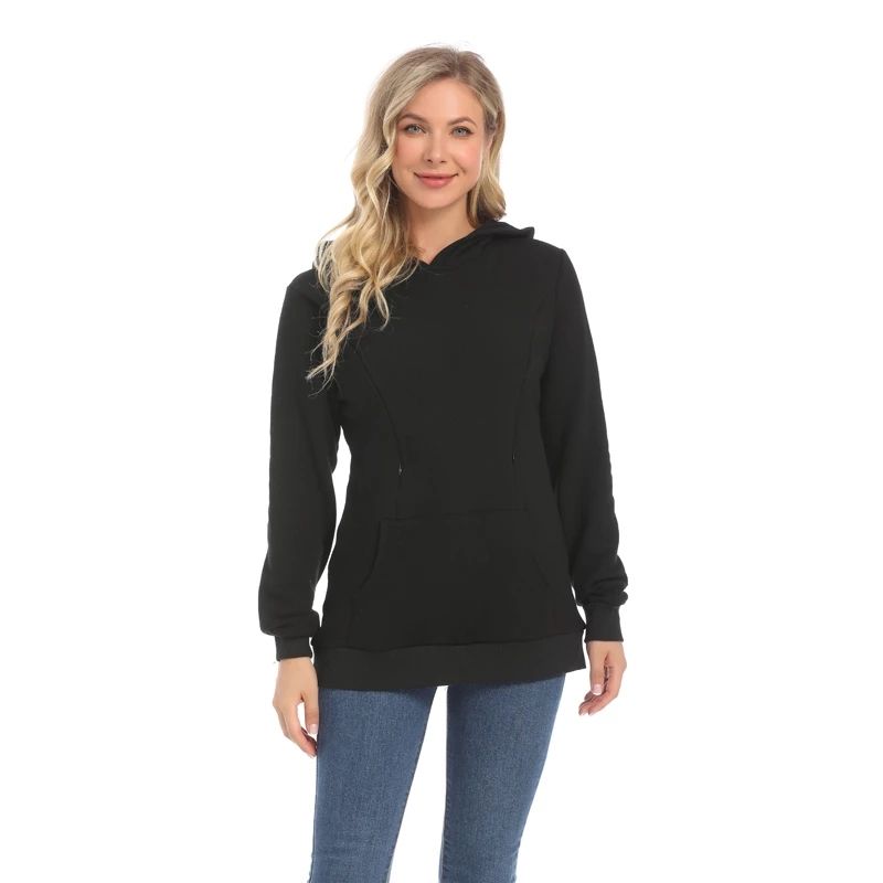 Type 2-Maternity Winter Care Hooded Warm Coat Wool Zipper Cardigan Sports Sweater Spring