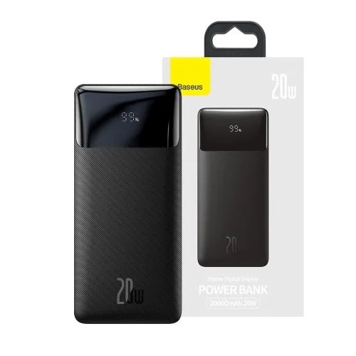 Bipow Digital Display Power Bank - 20000mAh - 15W - Black -20w 2x Usb / Usb Type C / Micro Usb