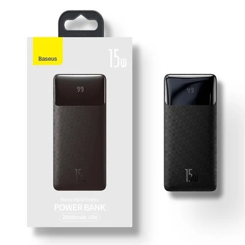 Bipow Digital Display Power Bank - 20000mAh - 15W - Black -20w 2x Usb / Usb Type C / Micro Usb