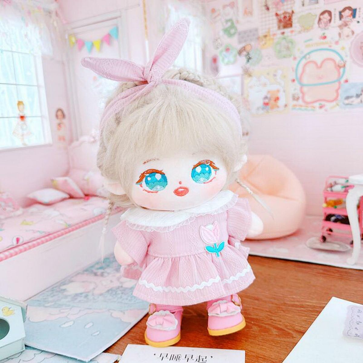 1 Set Doll Headband Lotus Dress Headband 20cm Idol Doll Clothes Pink