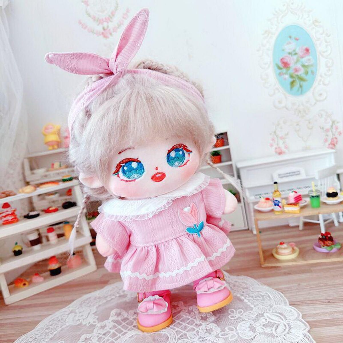 1 Set Doll Headband Lotus Dress Headband 20cm Idol Doll Clothes Pink