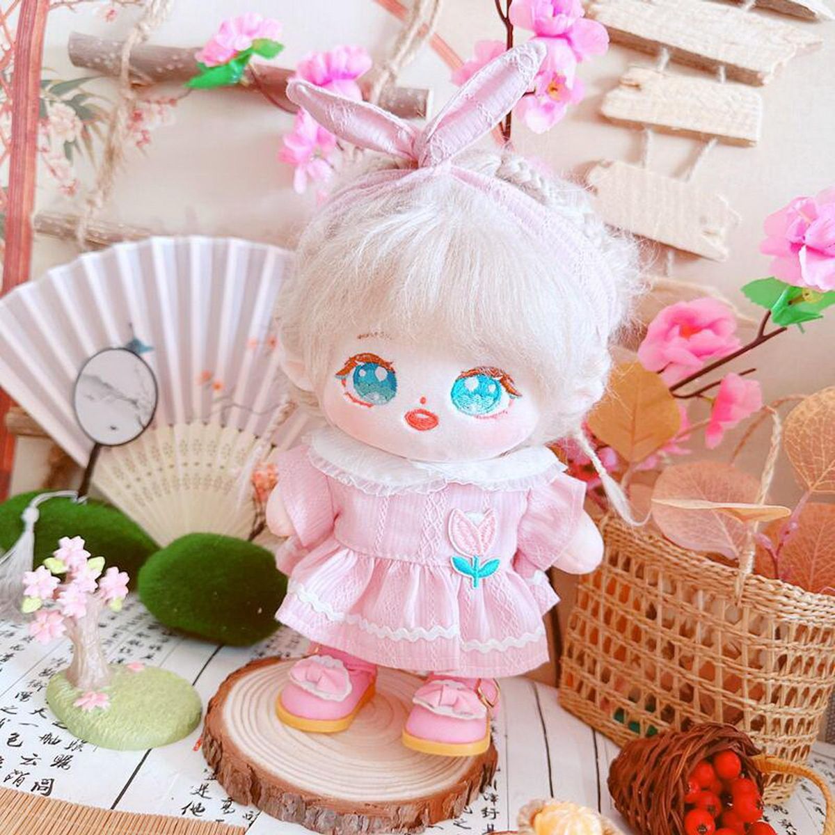 1 Set Doll Headband Lotus Dress Headband 20cm Idol Doll Clothes Pink