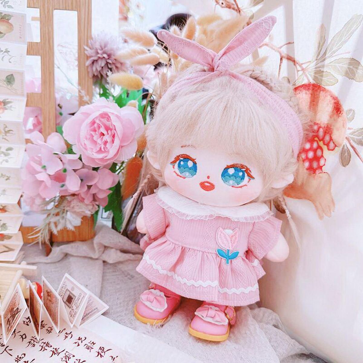 1 Set Doll Headband Lotus Dress Headband 20cm Idol Doll Clothes Pink