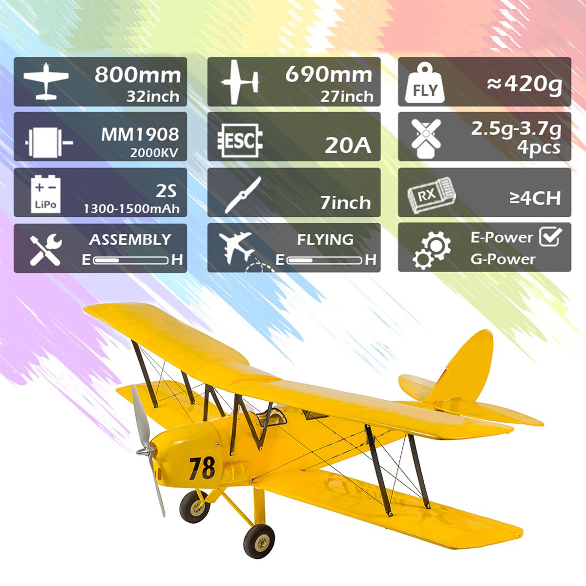 RC Airplane Wood Aircraft 800mm Wingspan Outdoor Flight Toys