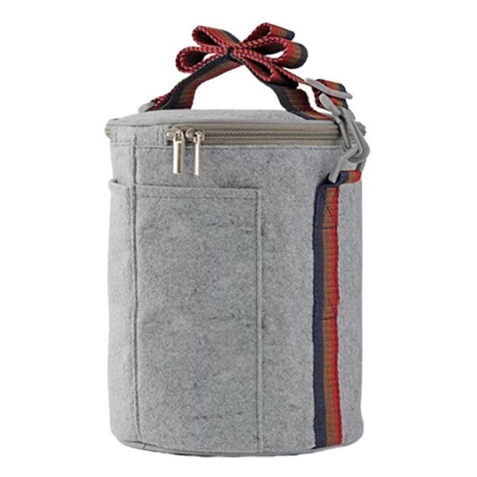 Thermal Insulated Fashion Portable Handbag  Ooler Food Bag Lun H Box-gray-17*21