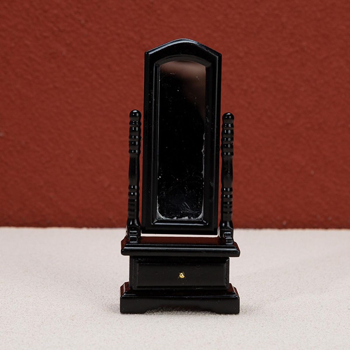 Doll House Furniture Wooden Mini Dressing Mirror Dollhouse Furniture Black