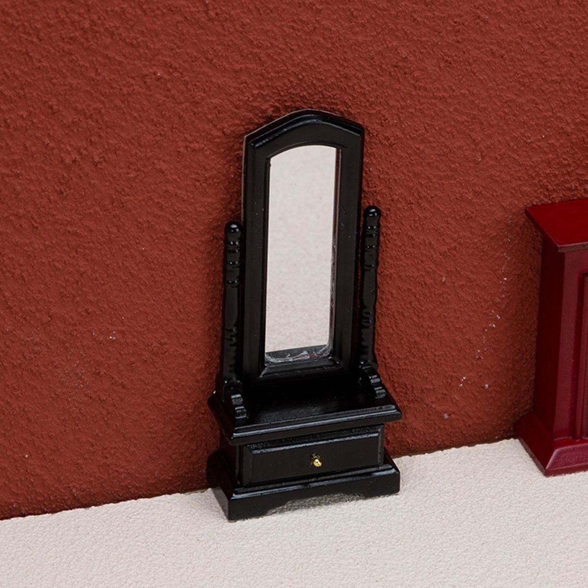 Doll House Furniture Wooden Mini Dressing Mirror Dollhouse Furniture Black