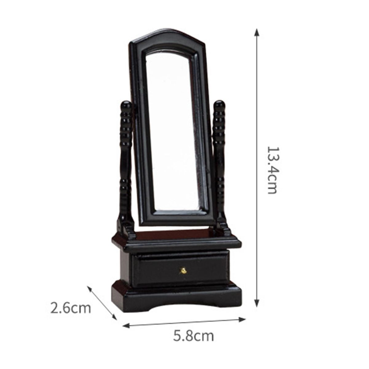 Doll House Furniture Wooden Mini Dressing Mirror Dollhouse Furniture Black