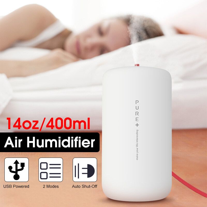 USB 14oz/400ml Large Capacity Mist/ Nightlight 2 Modes Air Humidifier Aroma Diffuser Auto Shut-Off &13-Hour Continuous Diffusing Function