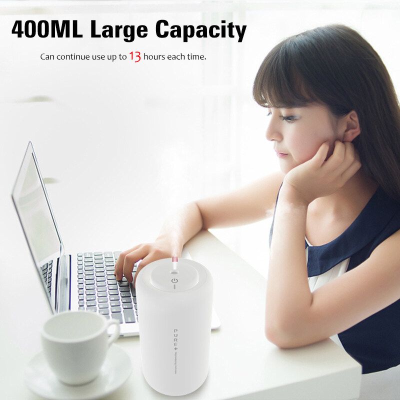 USB 14oz/400ml Large Capacity Mist/ Nightlight 2 Modes Air Humidifier Aroma Diffuser Auto Shut-Off &13-Hour Continuous Diffusing Function