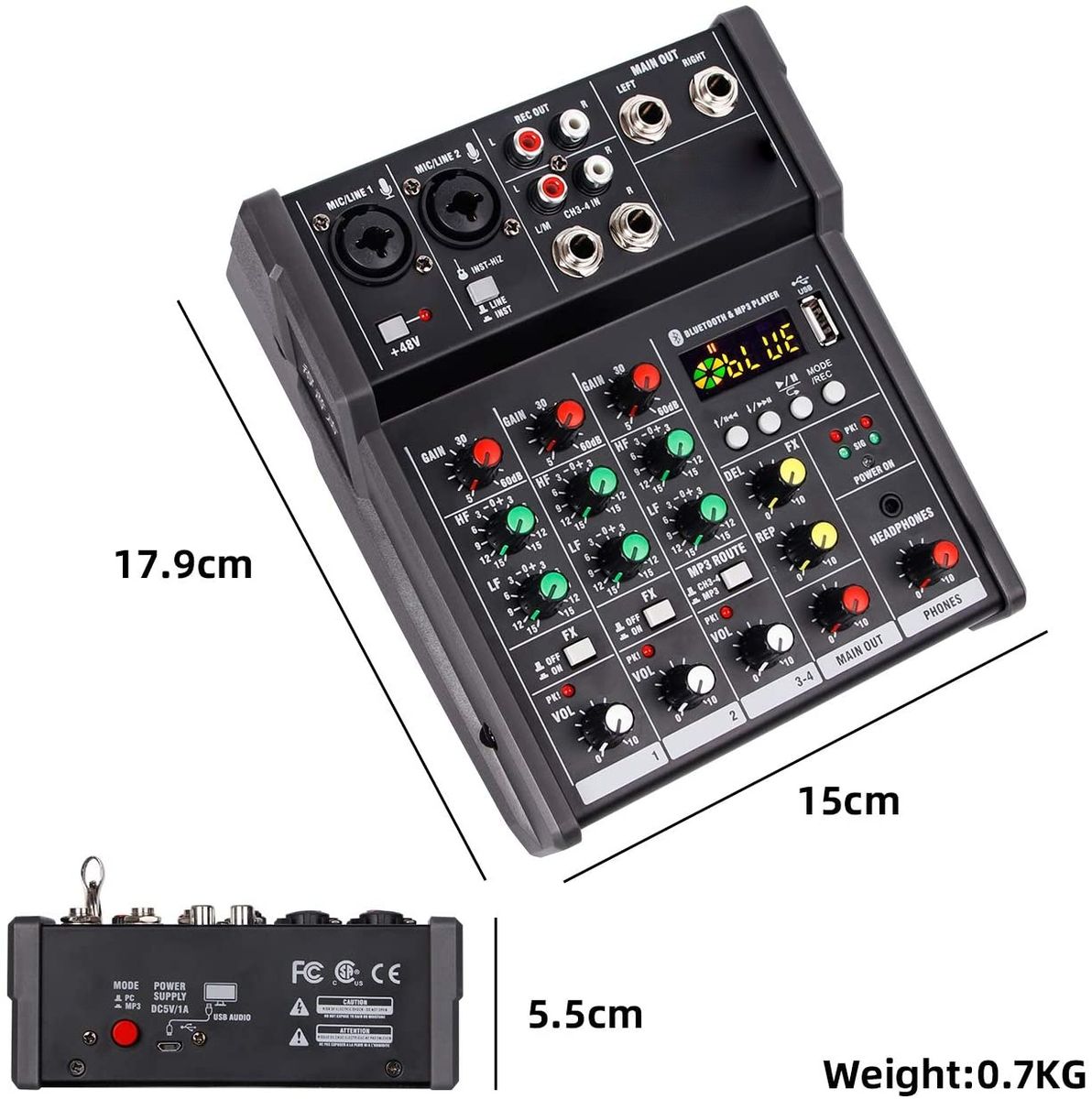 Sound Mixing Console Bluetooth USB Record Computer Playback