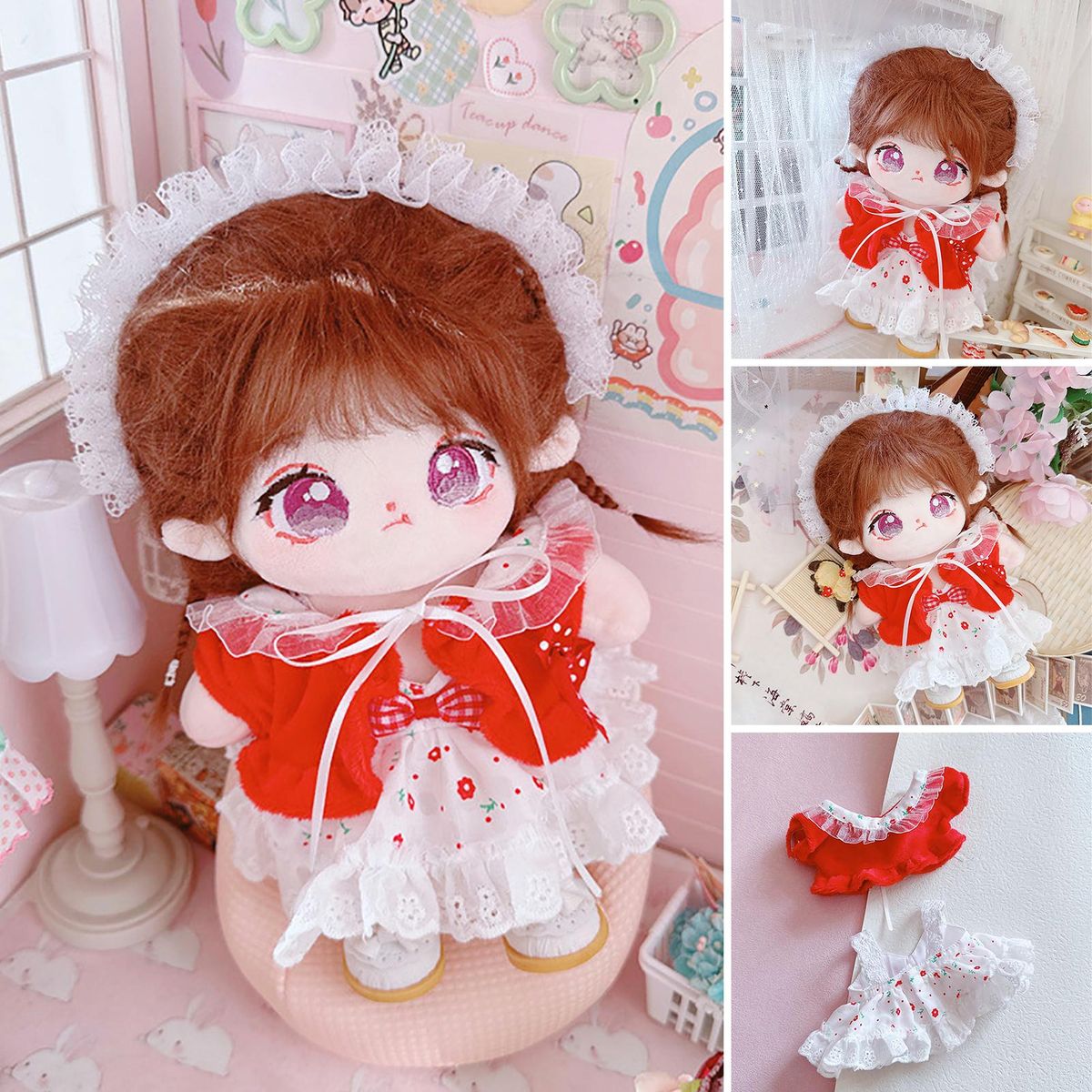 1 Set Doll Dress Set Mini Dress Tops Set Idol Doll Clothes Red