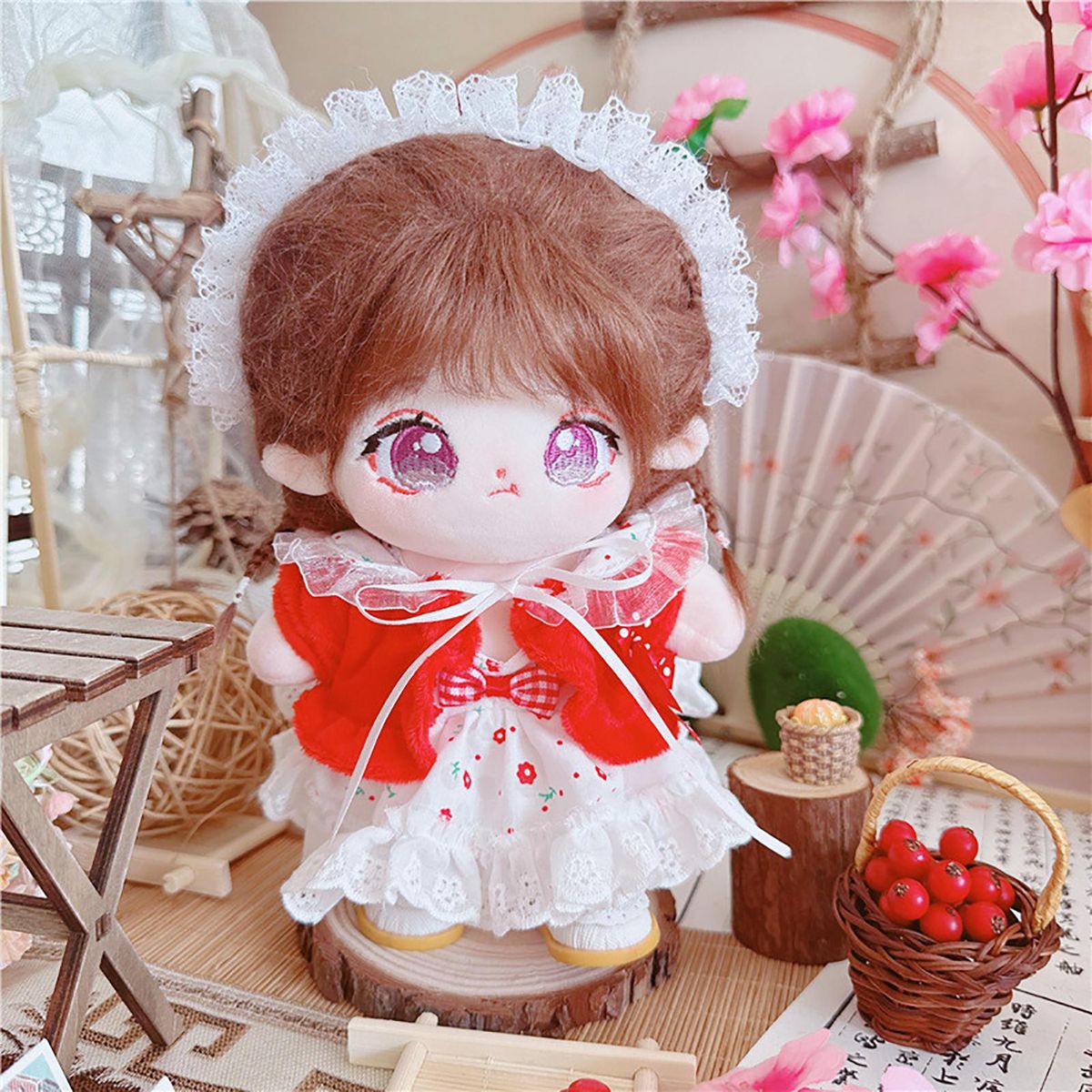 1 Set Doll Dress Set Mini Dress Tops Set Idol Doll Clothes Red