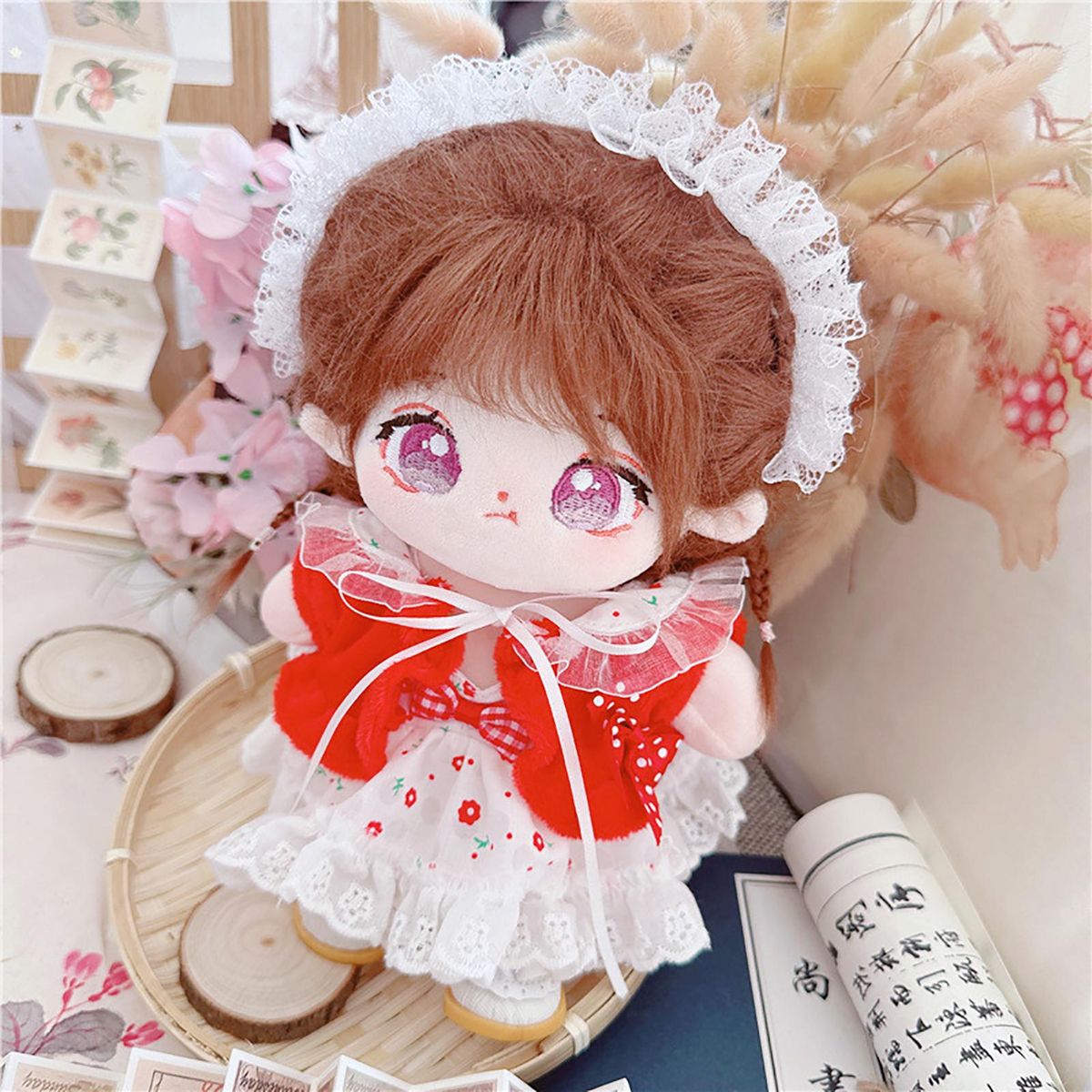 1 Set Doll Dress Set Mini Dress Tops Set Idol Doll Clothes Red