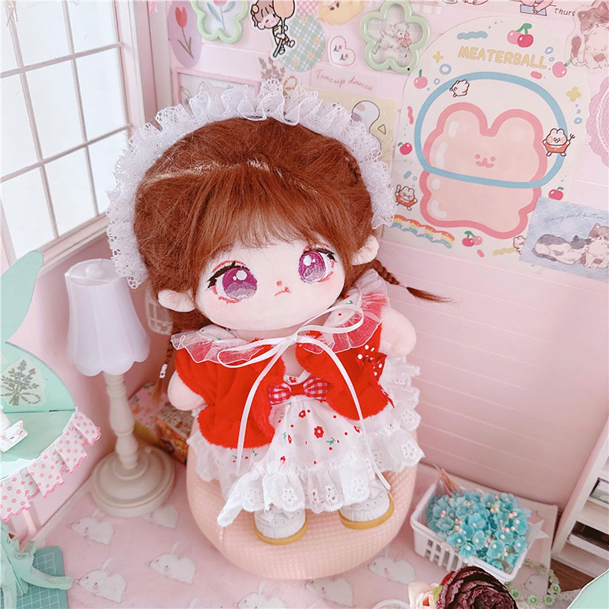 1 Set Doll Dress Set Mini Dress Tops Set Idol Doll Clothes Red