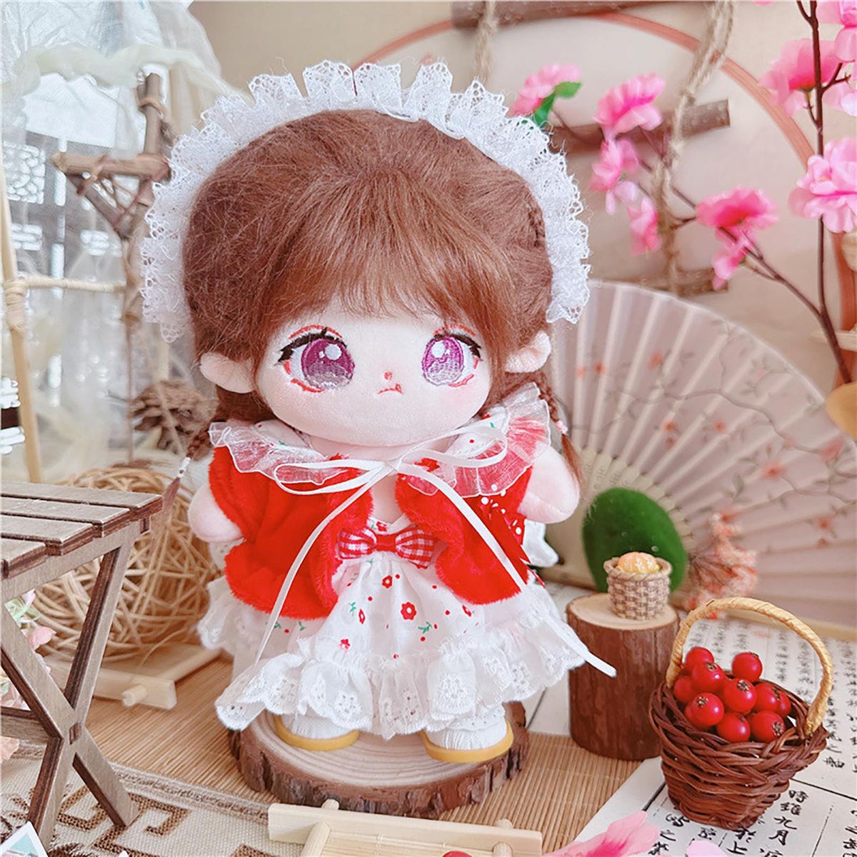 1 Set Doll Dress Set Mini Dress Tops Set Idol Doll Clothes Red