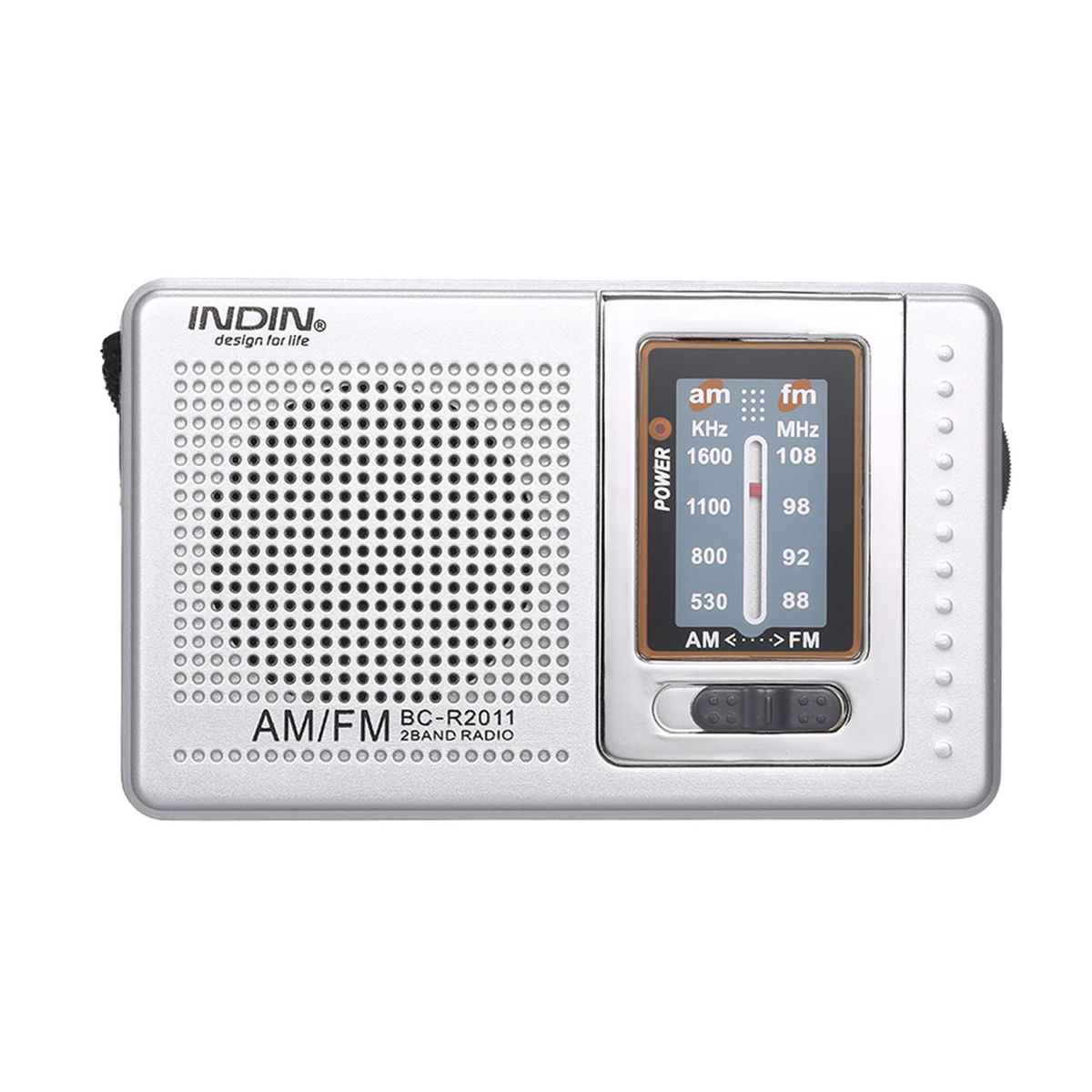 INDIN BC-R2011 Mini AM FM Radio 2 Band Radio Receiver Portable Pocket Radio Built-in Speaker w/ Headphone Jack Telescopic Antenna