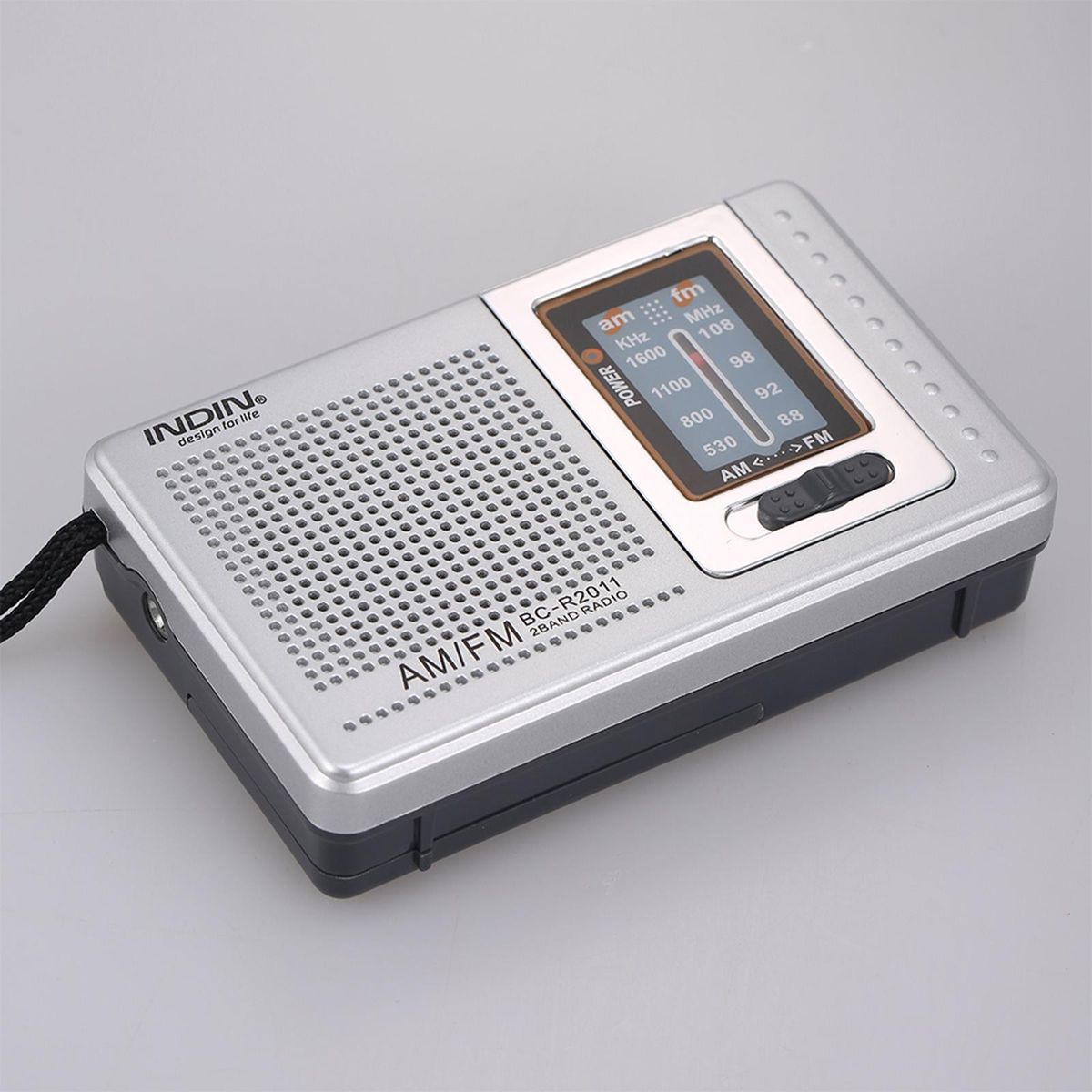 INDIN BC-R2011 Mini AM FM Radio 2 Band Radio Receiver Portable Pocket Radio Built-in Speaker w/ Headphone Jack Telescopic Antenna