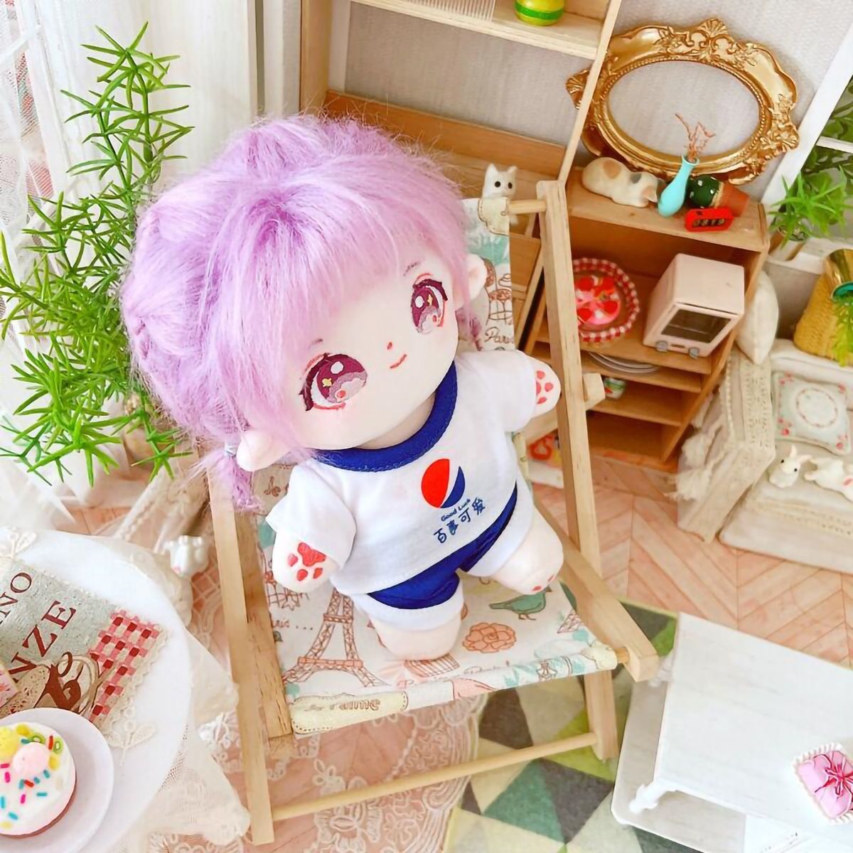 Doll Pants 20cm Cotton Idol Doll T-shirt Shorts Blue
