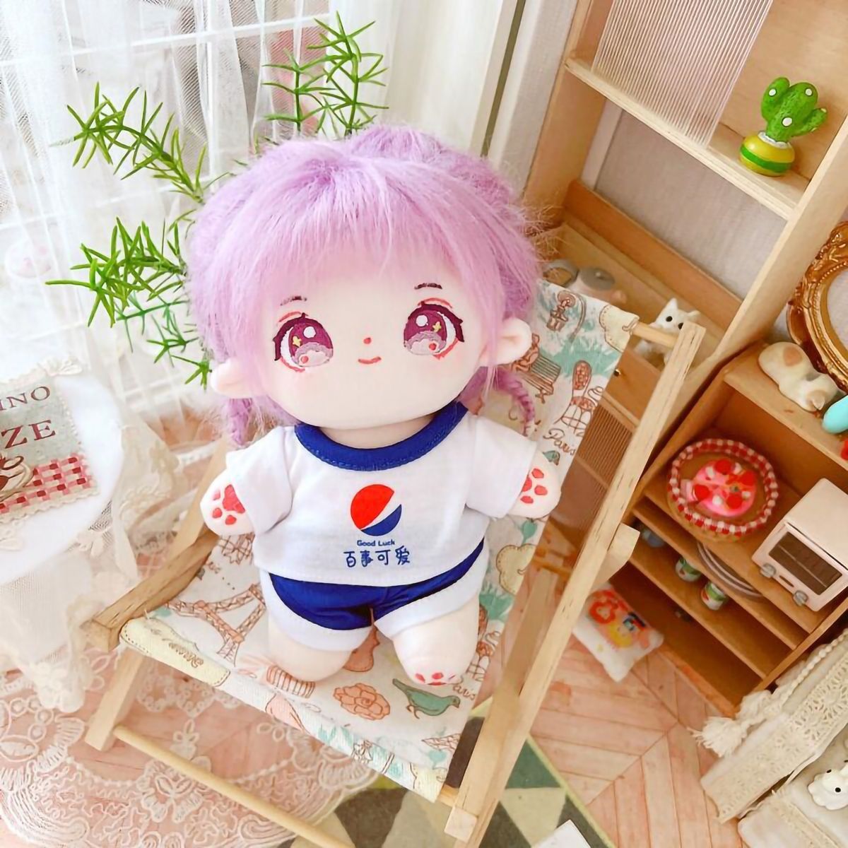 Doll Pants 20cm Cotton Idol Doll T-shirt Shorts Blue