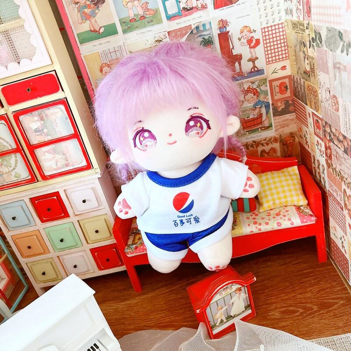 Doll Pants 20cm Cotton Idol Doll T-shirt Shorts Blue