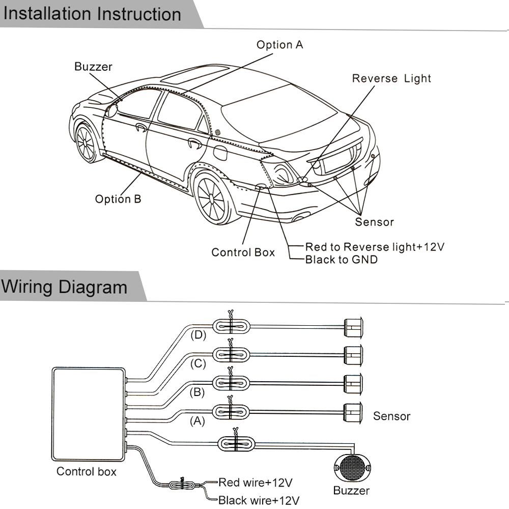 Car Auto 4-Sensor Parking Radar Kit Reverse Radar Alarm System