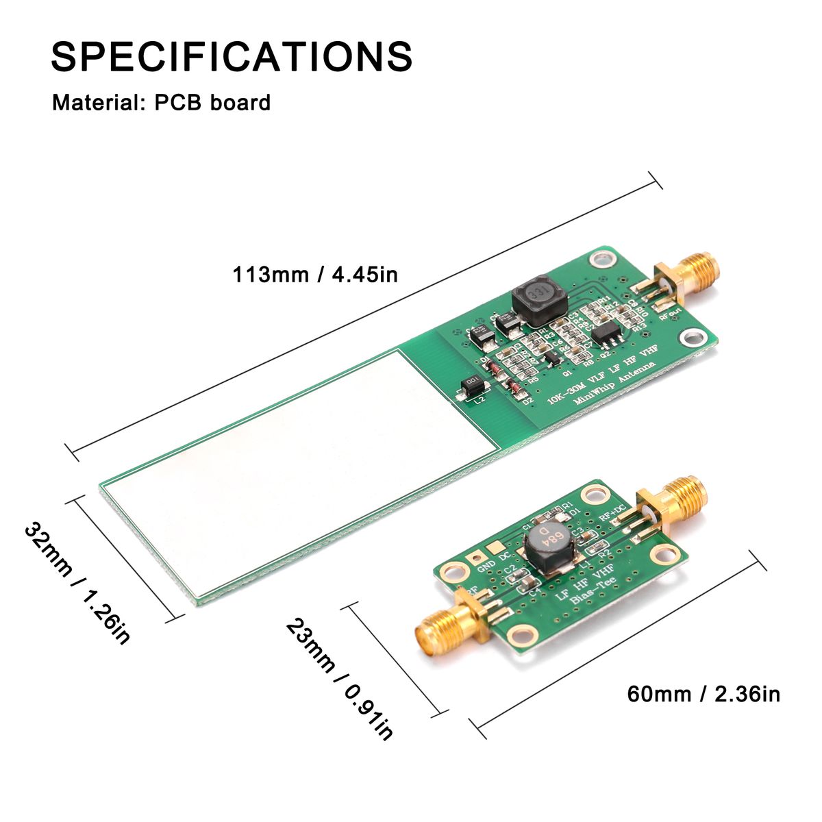 Mini-Whip 10KHz-30MHz 2Pcs Medium And Shortwave RTL‑SDR