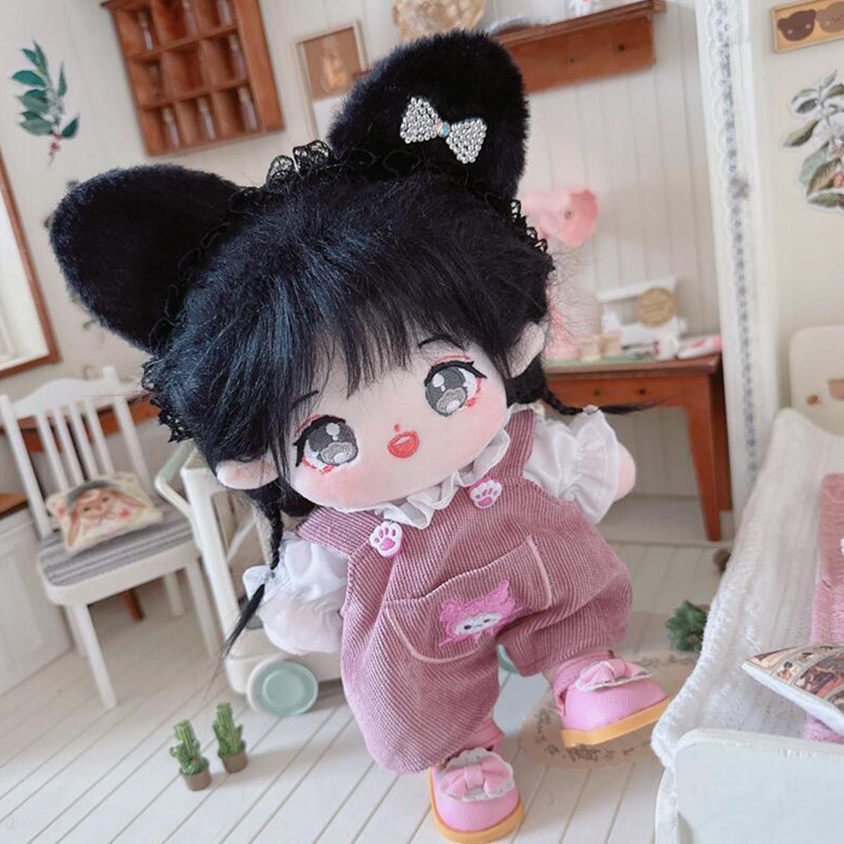 20cm Doll Clothes 20cm Idol Doll Printed Overalls Daily Wear Purple