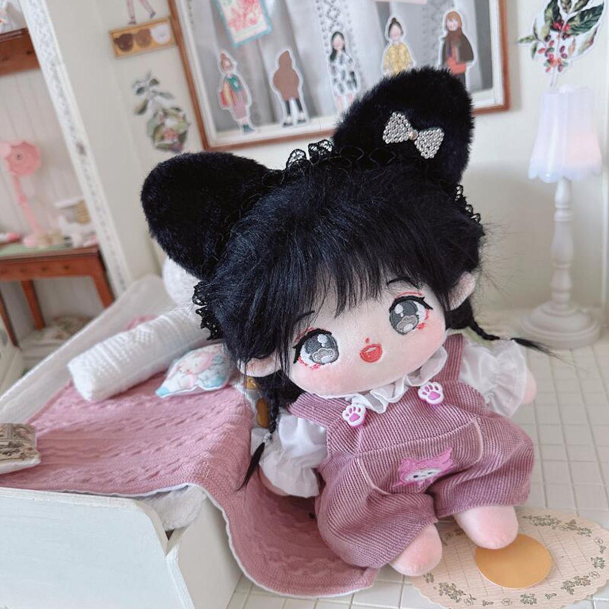 20cm Doll Clothes 20cm Idol Doll Printed Overalls Daily Wear Purple