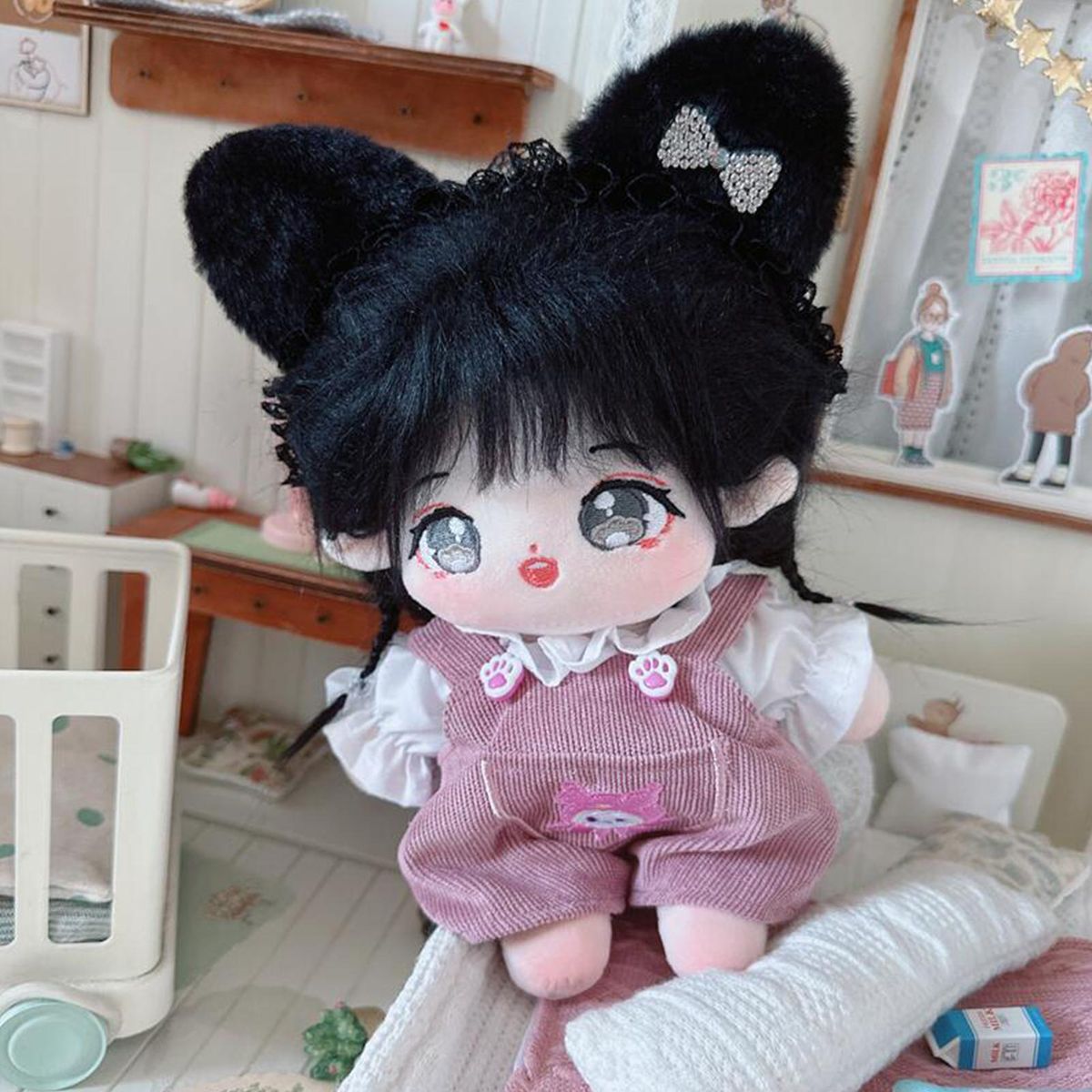 20cm Doll Clothes 20cm Idol Doll Printed Overalls Daily Wear Purple