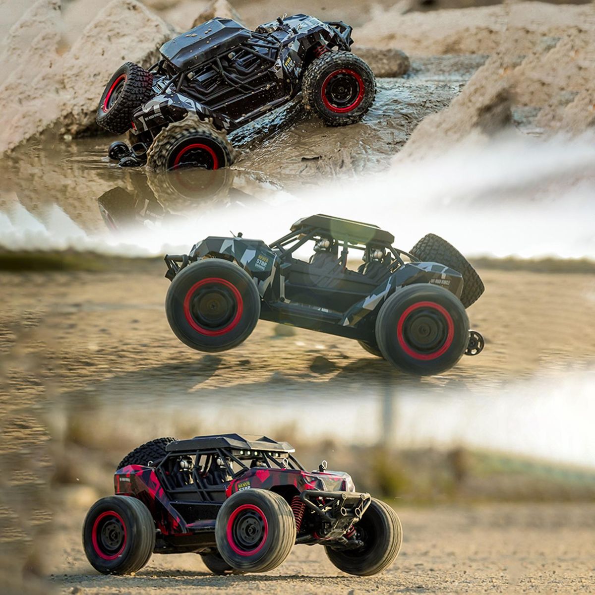 Remote Control Car, 2.4G 1:16 4-Wheel Drive 38km/h High-Speed Remote Control Car Pull Off-Road Vehicle Toy with 3 Battery