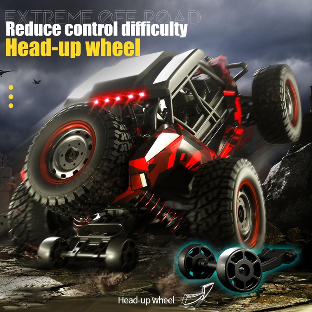 Remote Control Car, 2.4G 1:16 4-Wheel Drive 38km/h High-Speed Remote Control Car Pull Off-Road Vehicle Toy with 3 Battery
