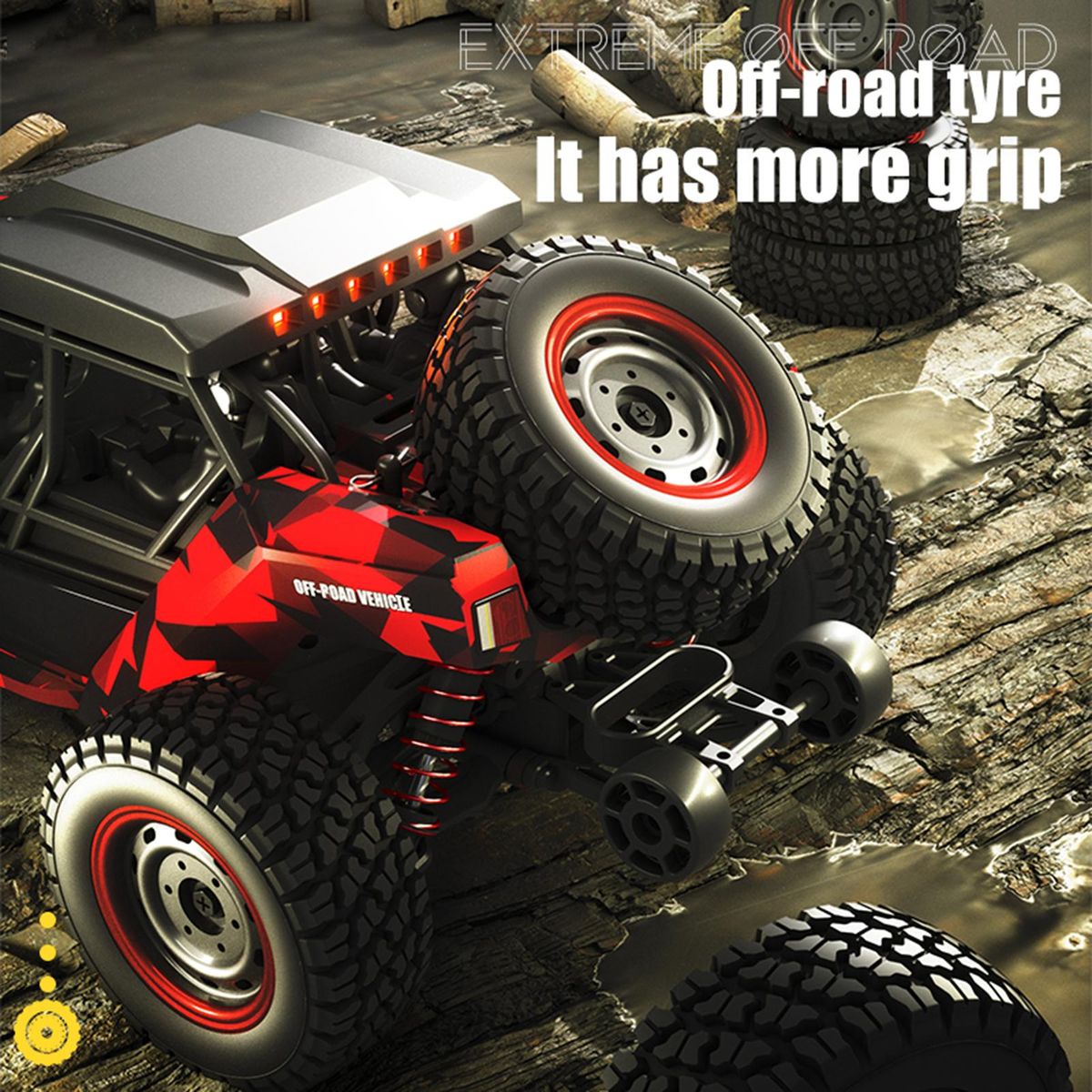 Remote Control Car, 2.4G 1:16 4-Wheel Drive 38km/h High-Speed Remote Control Car Pull Off-Road Vehicle Toy with 3 Battery