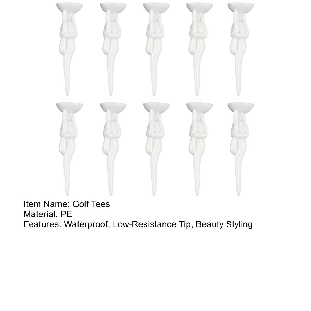 10Pcs Golf Training Tees Golf Ball Tees Beauty Spikes White