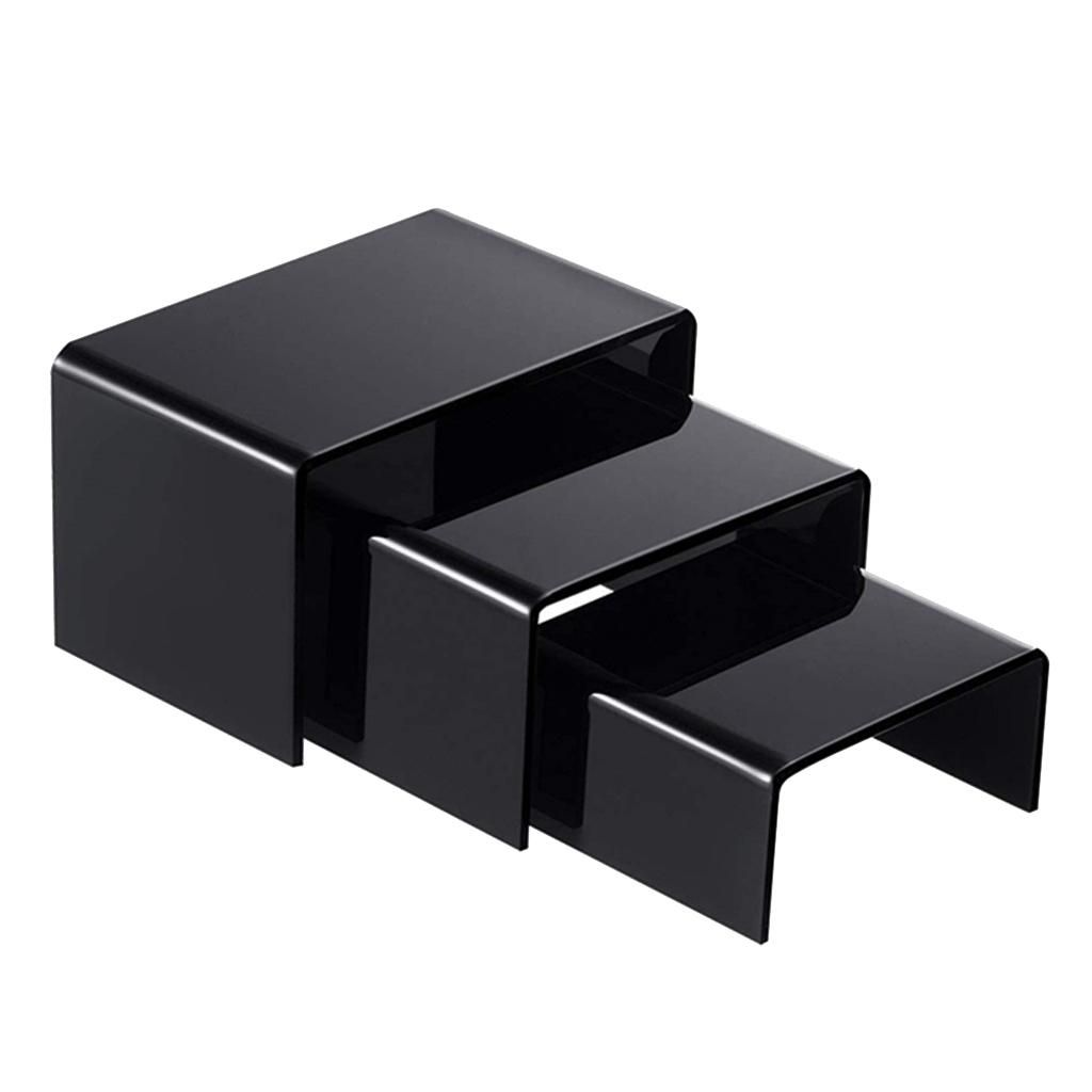 1 Set Acrylic Risers Display For Figures, Black Cake Stands For Candy