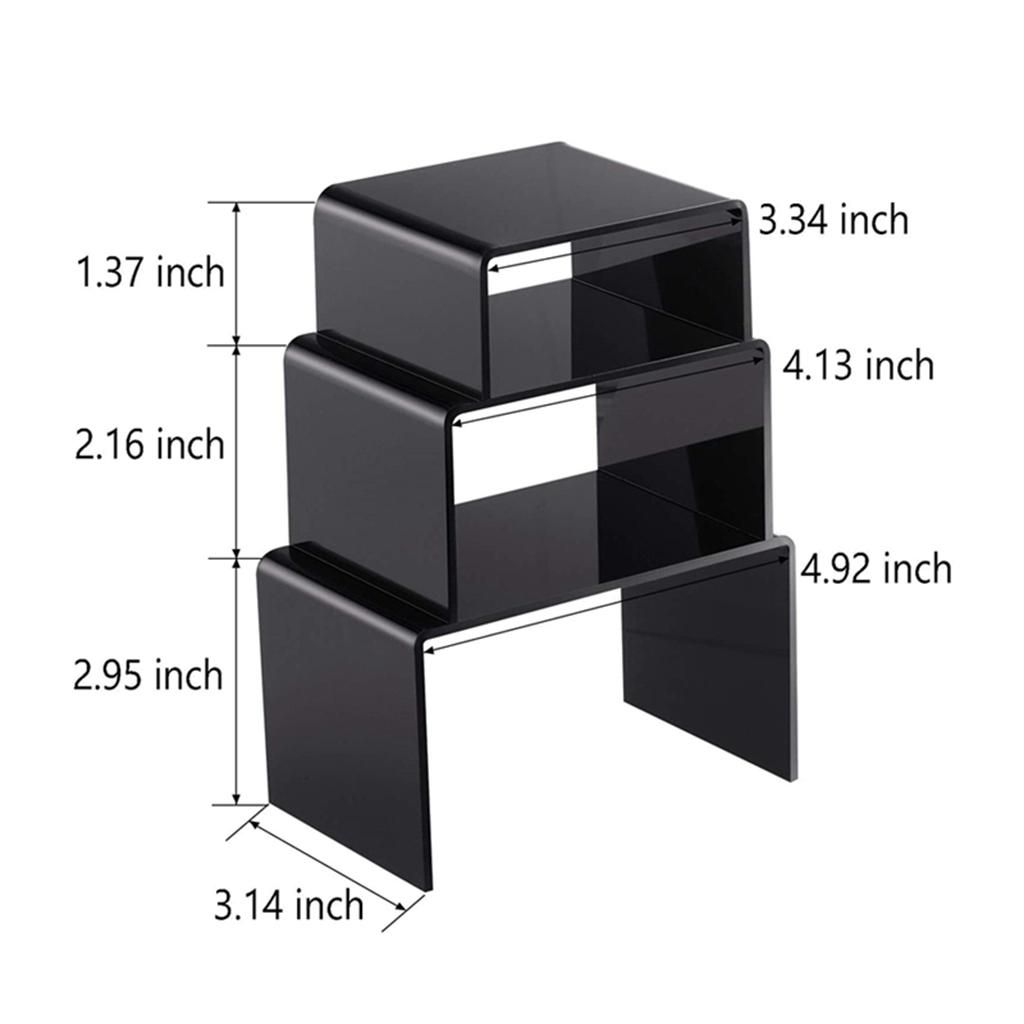 1 Set Acrylic Risers Display For Figures, Black Cake Stands For Candy