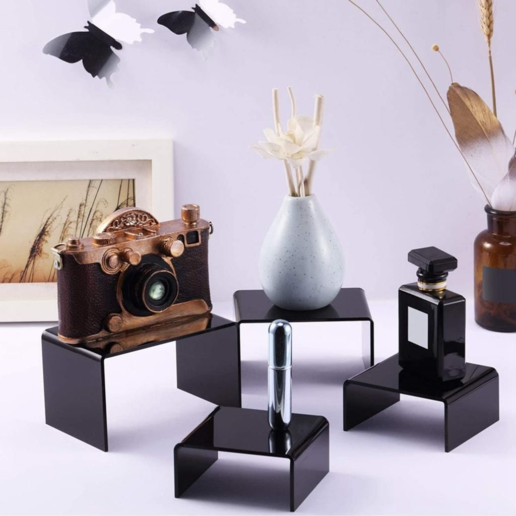 1 Set Acrylic Risers Display For Figures, Black Cake Stands For Candy
