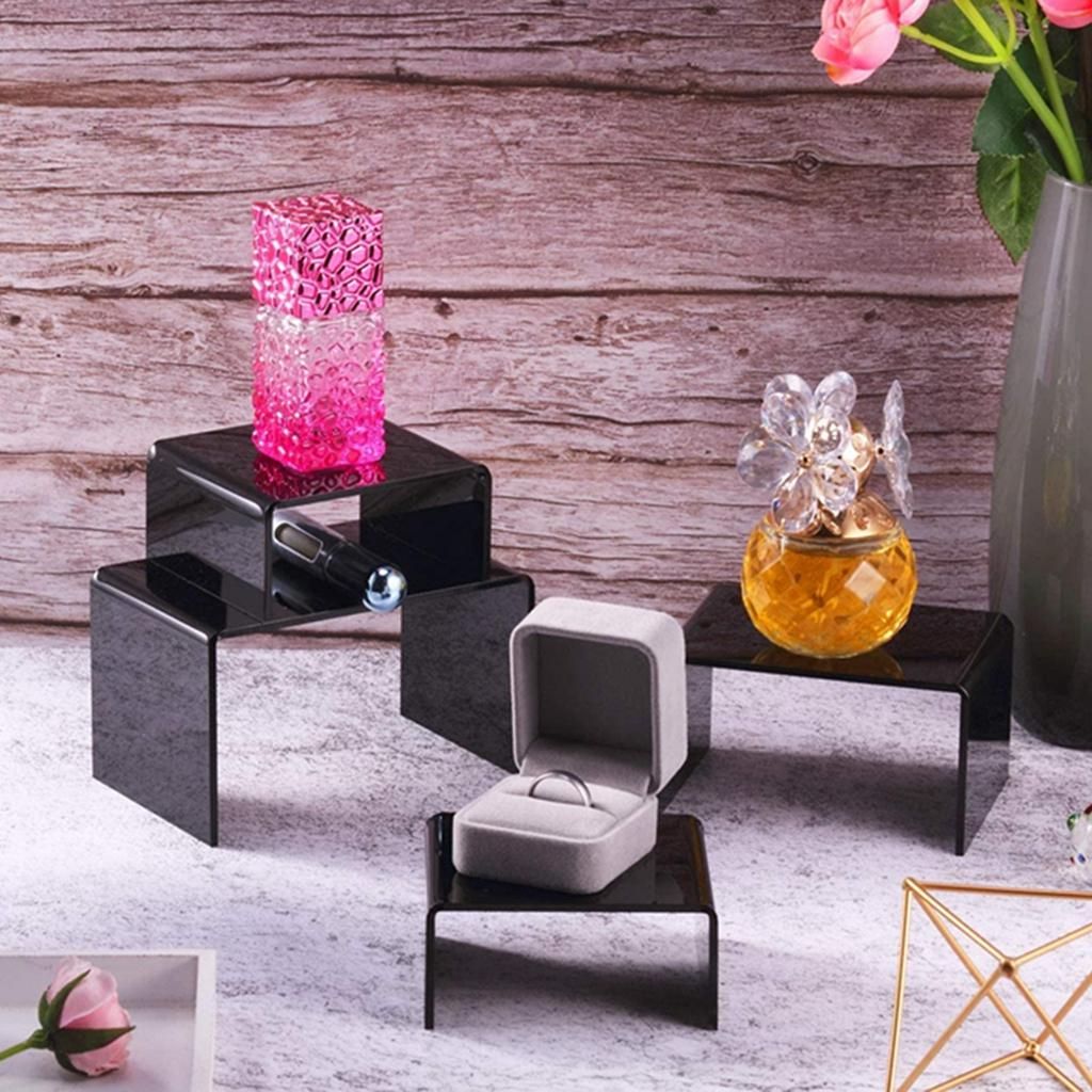 1 Set Acrylic Risers Display For Figures, Black Cake Stands For Candy