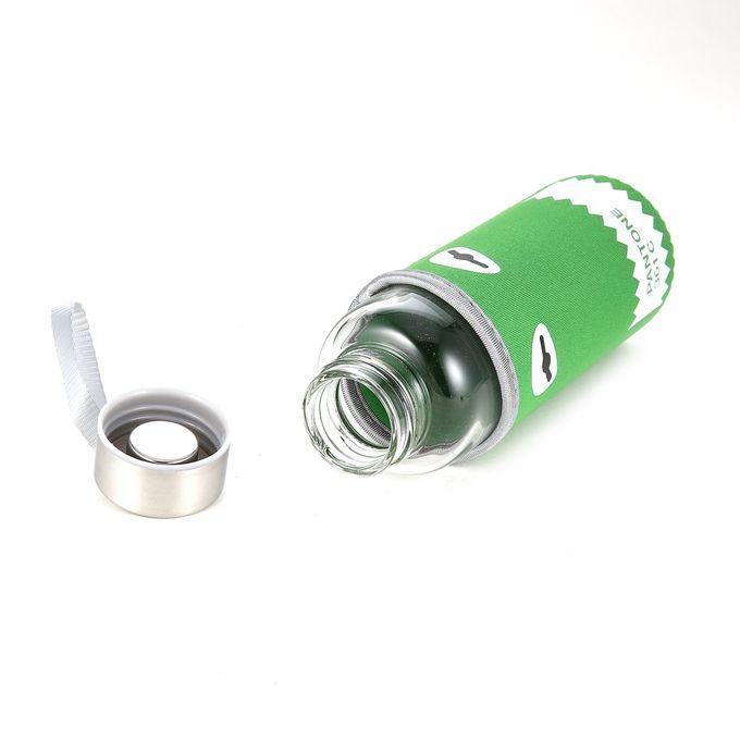3 Ml Qu Ty Borosili Ate Gl  Travel Water Bottle With  Loth Sleeve  Over-green