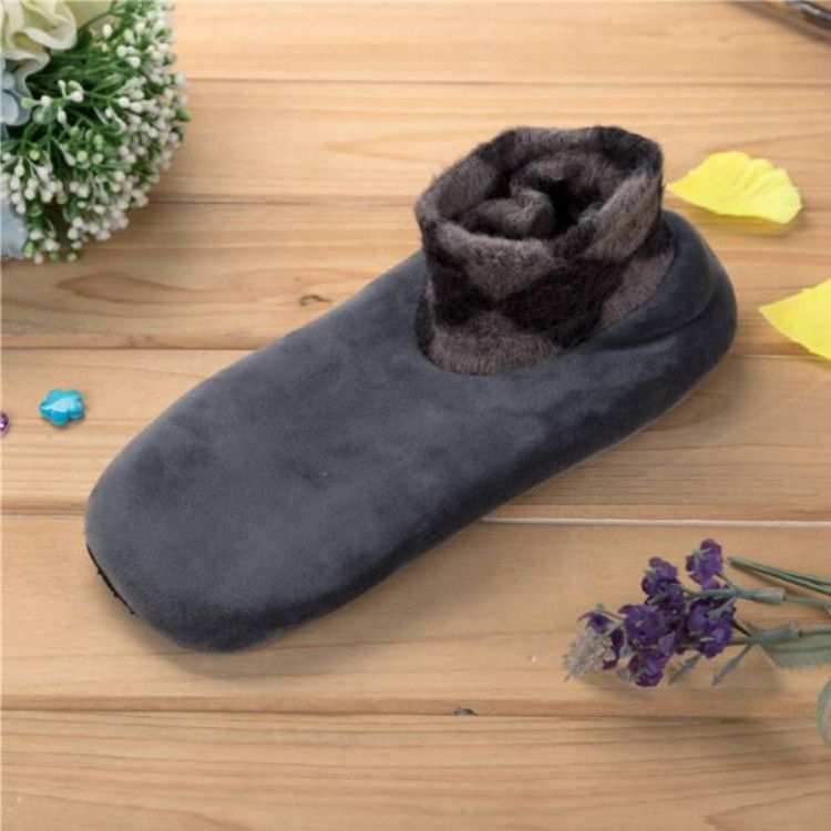 Men Thicken Winter Warm Boat Socks Elastic Indoor Floor Socks(Black)